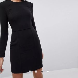 ASOS DESIGN black fitted dress with shoulder pads